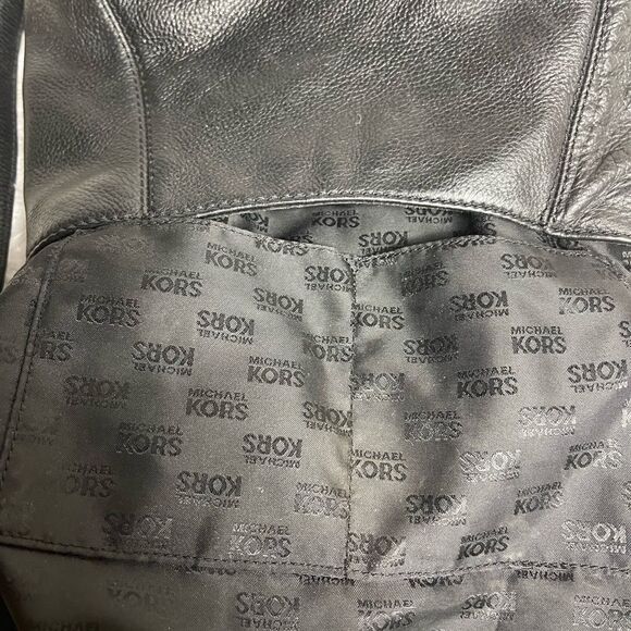 Michael Kors Fulton Black Leather shoulder /Cross Body bag Big Logo MK Medallion - Picture 9 of 10